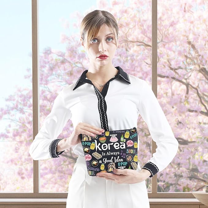 South Korea Travel Vacation Trip Souvenir Gift Korea Bachelorette Trip Gift South Korea Travel Accessory Bag for Korea Lovers (Good Idea Korea Black)