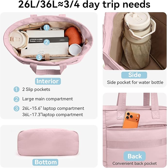 Puffer Tote Bag for Women, Lightweight Puffy Shoulder Bag with Handbag for Travel, Work, Gym, Laptop Bag for Nurse Teacher
