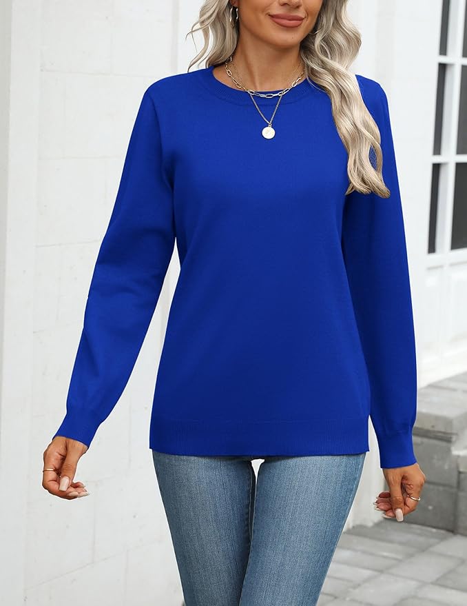 Zeagoo Womens 2026 Fall Sweaters Long Sleeve Tops Classic Crew Neck Pullover Sweaters Loose Dressy Casual Basic Clothes