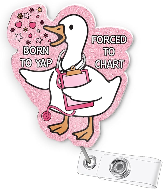 Nurse Badge Reel Retractable – Cute Silly Goose Badge Reel Funny Accessories for Work with Aligator Clip, Nurses Week Appreciation Gifts for CNA Medical Assistant RN LPN Nursing Student