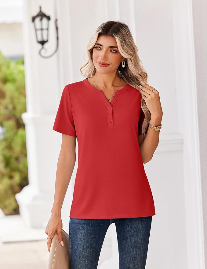 Zeagoo Womens Summer Tops V Neck Short Sleeve Shirts Dressy Casual Blouse Spring Vacation Tshirts Clothes