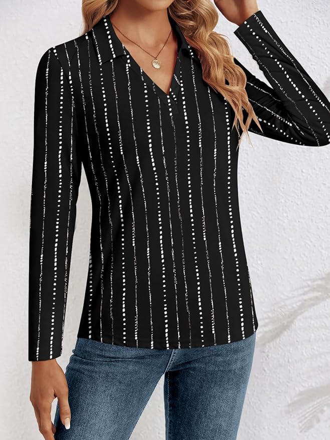 3/4 Length Sleeve Womens Tops Dressy Casual V Neck Polo Shirts Business Work Blouses 2025 Trendy Tunic Top