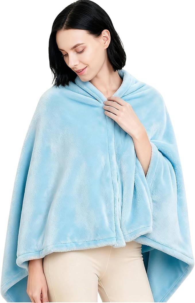Women's Double Flannel Poncho - Snuggle Cape, Soft Warm Winter Wrap | Unisex Winter Wear for Home, Office, School