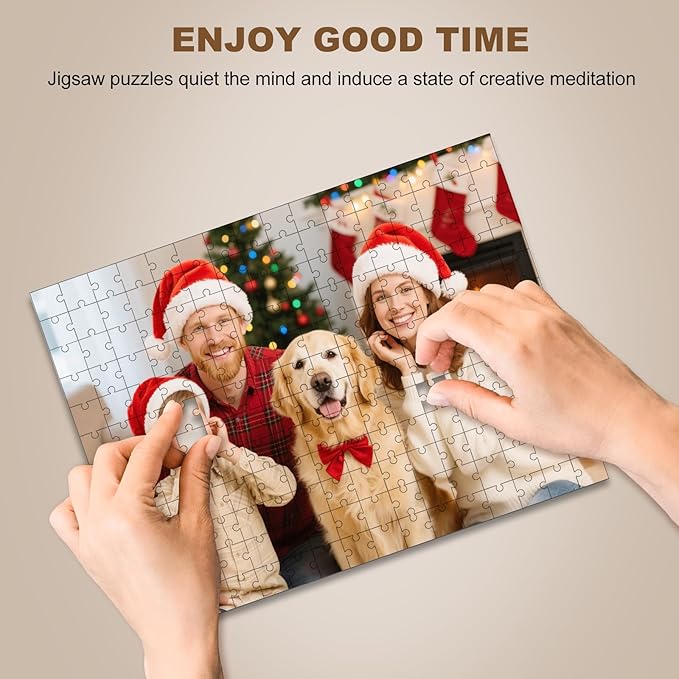 Custom Puzzle from Photos, Personalized Photo Puzzle200/300/500/1000/1500 Pieces with Picture and Text, Personalized Gifts for Couple Family Wedding Kids Pet (200 PCS-Horizontal)