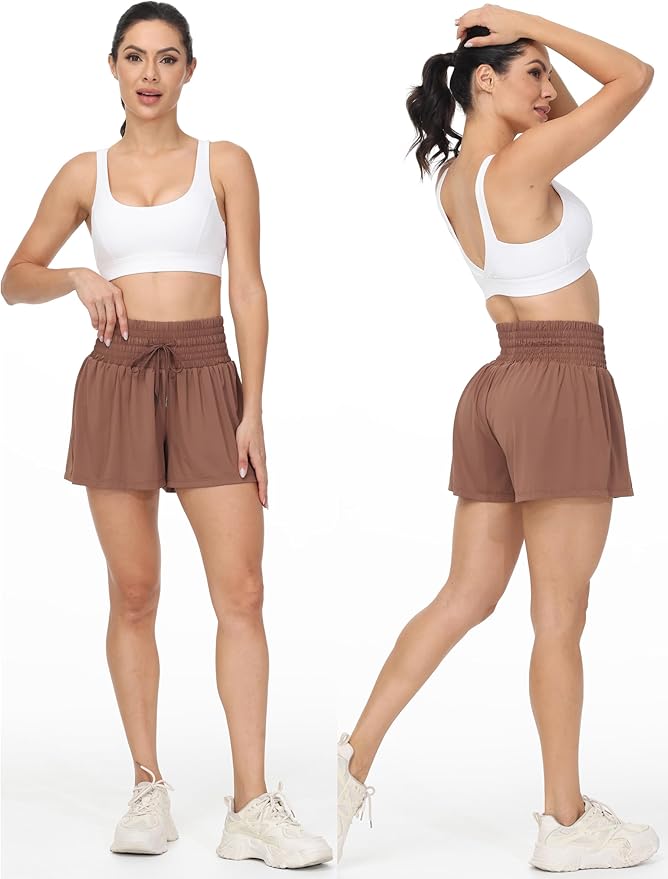 Blaosn Flowy Athletic Shorts for Women Gym Workout Running Short Pants High Waist Skort with Pocket Casual Summer Clothes