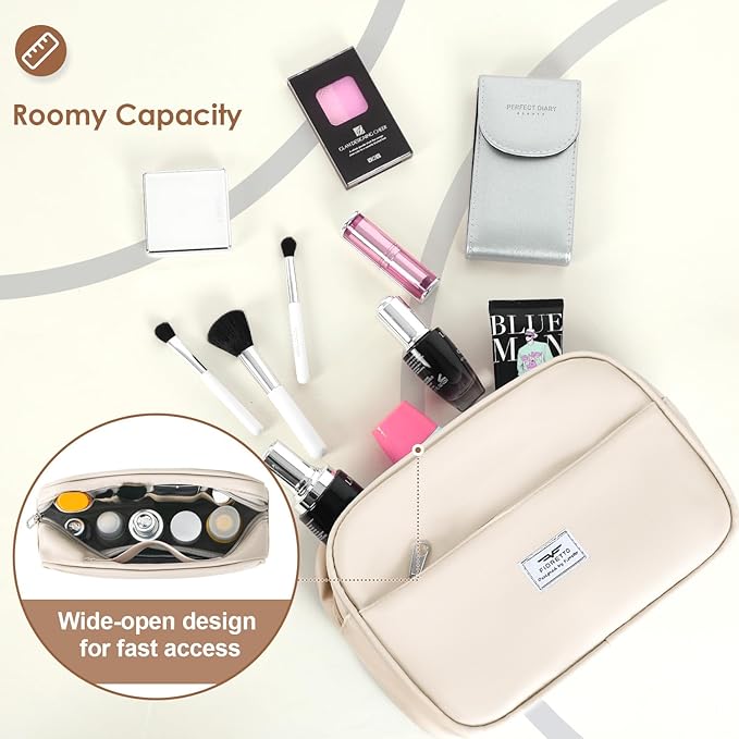 FIORETTO Womens Gym Tote Duffle Bag with Toiletry Bag, Sports Duffel Overnight Hospital Workout Carry on Bag for Girls with Wet Pocket & Shoe Compartment, Ideal for Travel, Swimming, Dance Beige