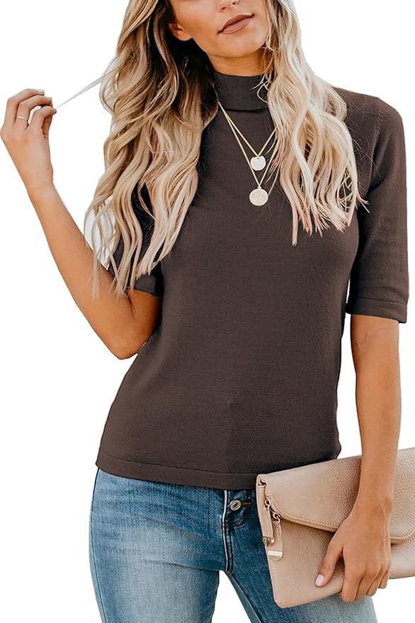 LETSRUNWILD Business Casual Tops for Women Dressy Cute Tops Mock Turtleneck Tshirts Shirts