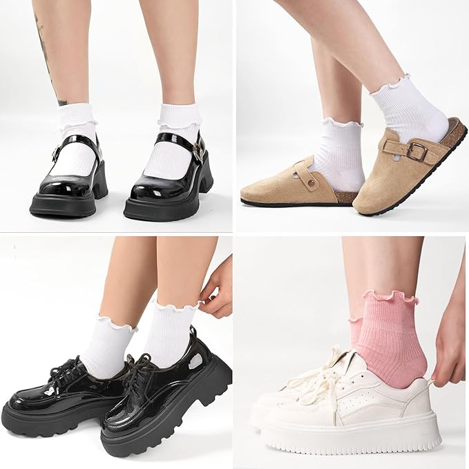 Fall Socks for Women,Halloween Socks for Ruffle Sock Gifts,Frilly Ankle Sock for Maryjane Flats Sneakers
