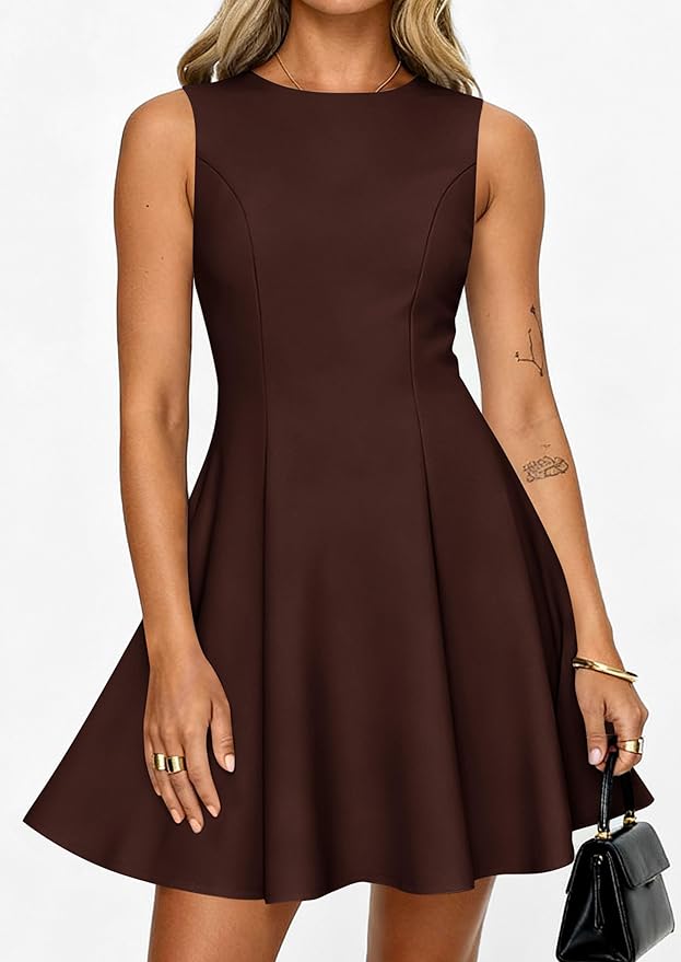 PRETTYGARDEN Summer Dresses for Women 2026 Elegant Sleeveless Boat Neck A Line Spring Formal Cocktail Party Mini Dress
