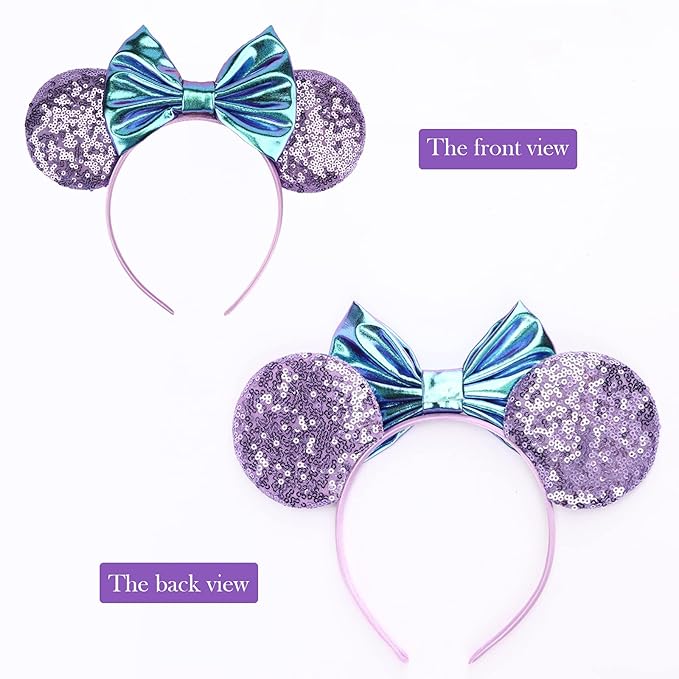 DRESHOW Mouse Ears Bow Headbands Glitter Party Decoration Cosplay Costume for Women