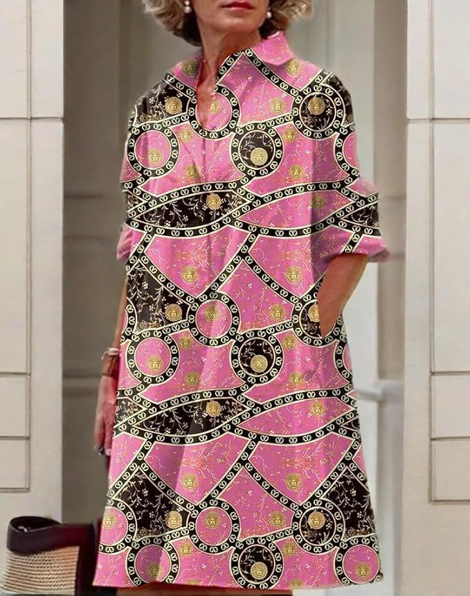 Womens 2025 Long Sleeve Button Down Shirt Summer Dress Casual V Neck Loose Fit Midi Shirt Dresses with Pockets