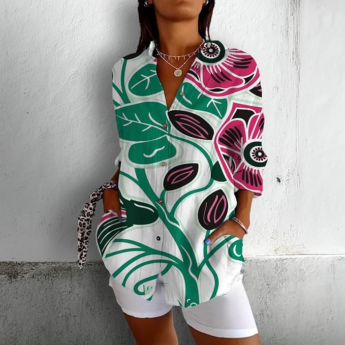 Fashion Summer Shirts V Neck Japanese Art Vintage Floral Graphic Button Down Trendy Hawaiian Holiday Outfits
