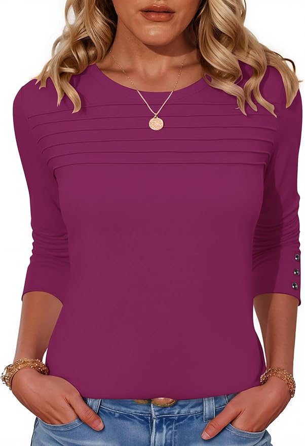 Blouses for Women Dressy Casual Long Sleeve Fall Fashion Tops Trendy Outfits for Work Office Shirts Thicker Clothes