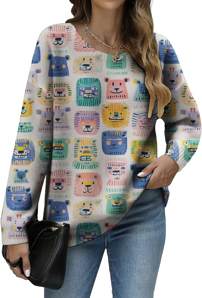 LIZALIG Women's Fall Christmas Snowman Sweater Long Sleeve Crewneck Pullover Festive Holiday Winter Outfit for Parties