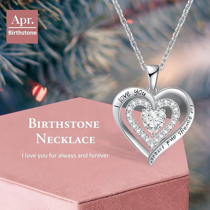 REDBEE Necklaces for Women Birthstone Heart Necklace Jewelry for Wife Girlfriend Woman Necklace