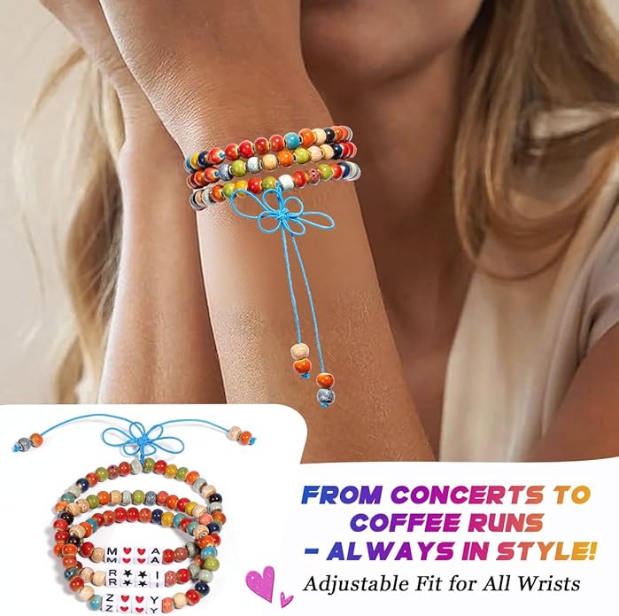 AICase for Korea-Pop Merch Gifts Toys Inspired Bracelets 3 Pcs Stackable Stretch Friendship Beaded Bracelets for Unique Merchandise Jewelry Gifts for Fans Women Men Stocking Stuffers_Crystal