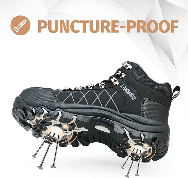 Waterproof Steel Toe Boots for Women Wide Width Non Slip Work Shoes Lightweight Slip Resistant Safety Toe Sneakers Indestructible Construction Composite Toe Footwear