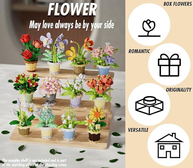 Jollcnoia Orchid Mini Flower Potted Bonsai Building Toy Blocks Particle Flower Botanical