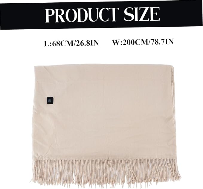 Heated Shawl Wraps for Women, 27x79inch 3 Gear Temperature Soft Warm Wearable Heated Blanket, Blankets Scarf for Winter Home Office(Khaki)