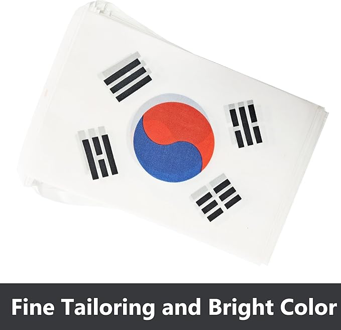 Yamiuo 100 Feet Korea String Flag, 76 Pcs Korean Banner Flag, Small Mini World Banner Flags for Sports Events, Bars Decorations, School Festivals, Party Decorations, Celebrations (Korea)