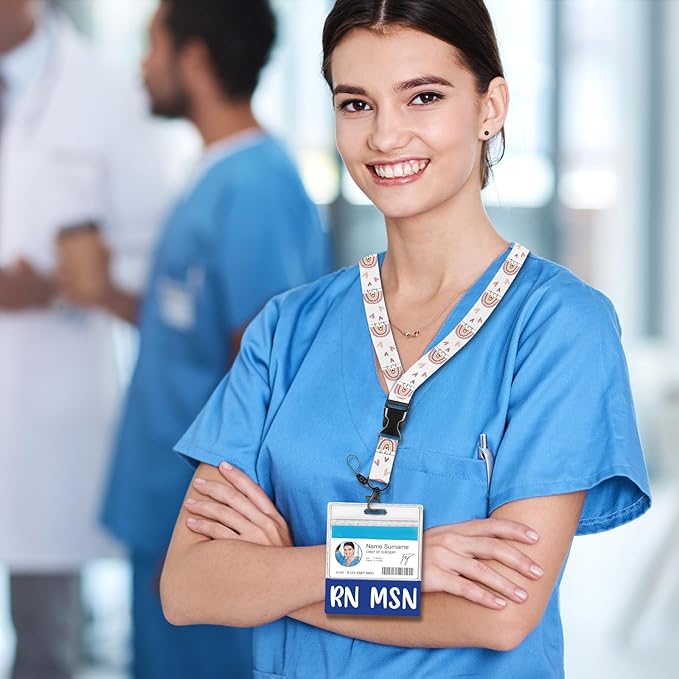 Oversized RN MSN Badge Buddy Card Holder - Horizontal Master of Science in Nursing Accessories XL Blue Pink Black Purple Red ID Badge Card Holder Name Tags Buddy for Hospital Work
