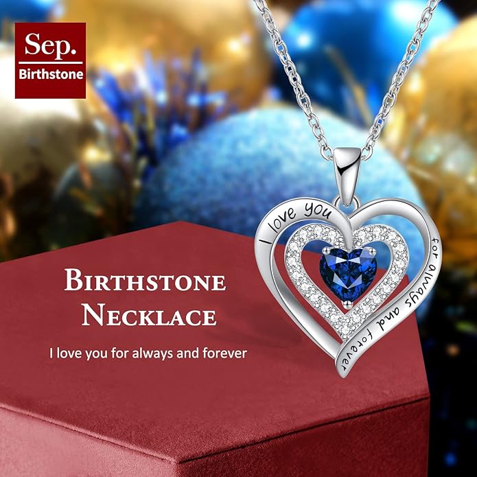 REDBEE Necklaces for Women Birthstone Heart Necklace Jewelry for Wife Girlfriend Woman Necklace
