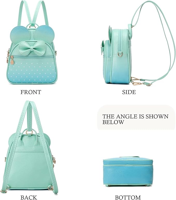 KL928 Girls Mini Backpack Bowknot Polka Dot Cute Small Daypacks Convertible Shoulder Bag Purse for Women