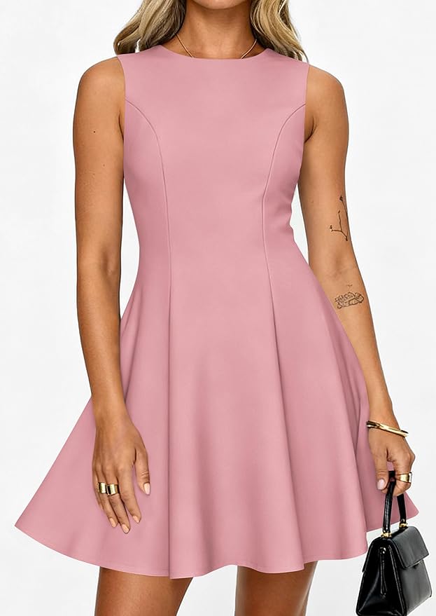 PRETTYGARDEN Summer Dresses for Women 2026 Elegant Sleeveless Boat Neck A Line Spring Formal Cocktail Party Mini Dress