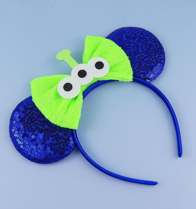 LIHELEI Mouse Ears Headband, Aliens Blue Mouse Headbands for Boys Kids Birthday Party - Blue Aliens Headband