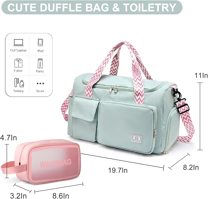 Small Gym Bag for Women, Travel Duffle Bag Carry On Weekender Bag with Shoe Compartment