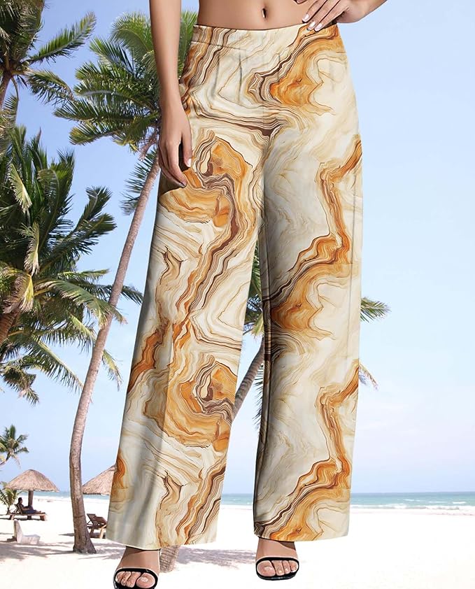 Womens Boho Pants Casual Oversize High Waisted Wide Leg Trousers Pattern Printed Ourdoors Pant for 2025 Summer