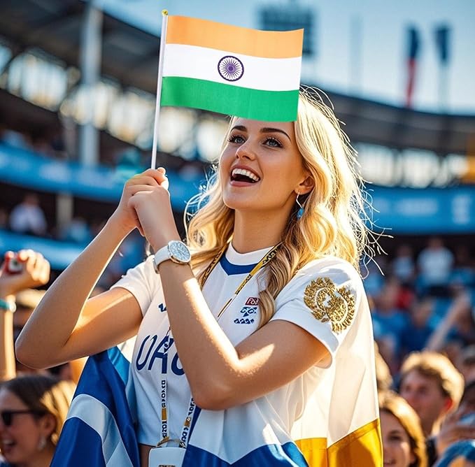 20 Pack Small India Flags on Stick Mini Handheld Indian Flag for Parades, Independence Day and Patriotic Events 5x8 Inch Durable Weather-Resistant Flags with 12 Inch Sticks(India)