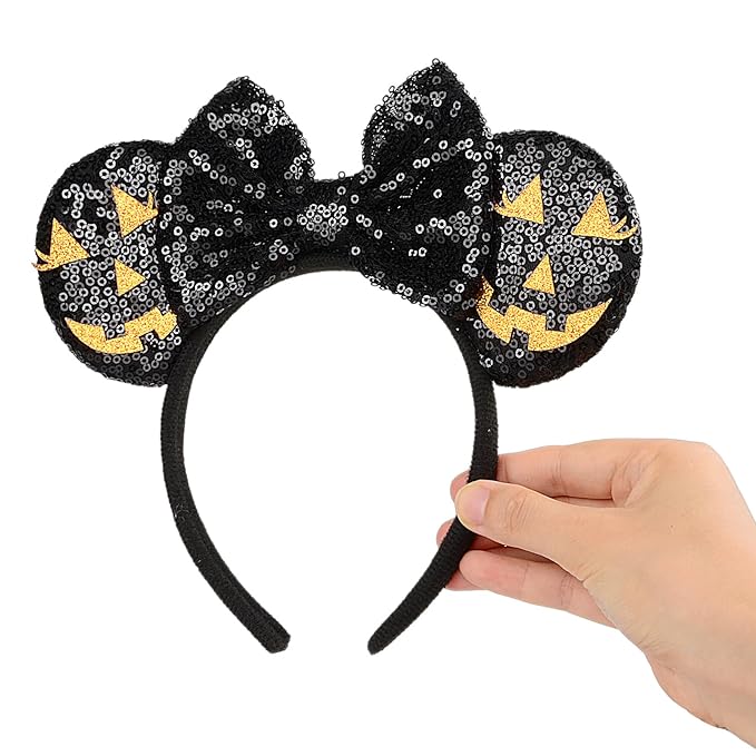 HoveBeaty Mouse Ears Headbands Shiny Sequin Bows Hairband Hair Accessories for Holloween Cosplay Parties