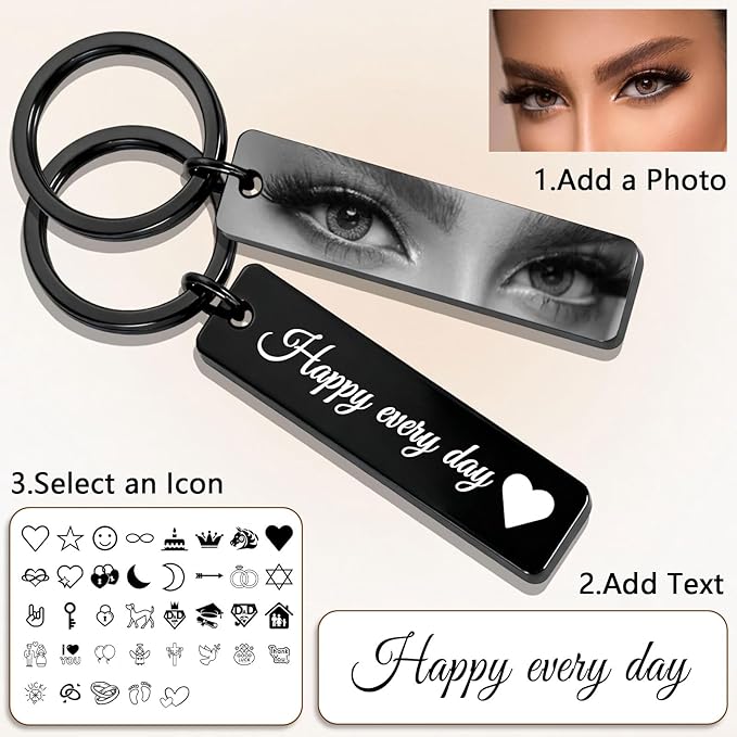 KBPTM Customized Double Sided Keychain - Personalized Engraved Text/Number/Name Keychain, Custom Key chain Gift for Boyfriend