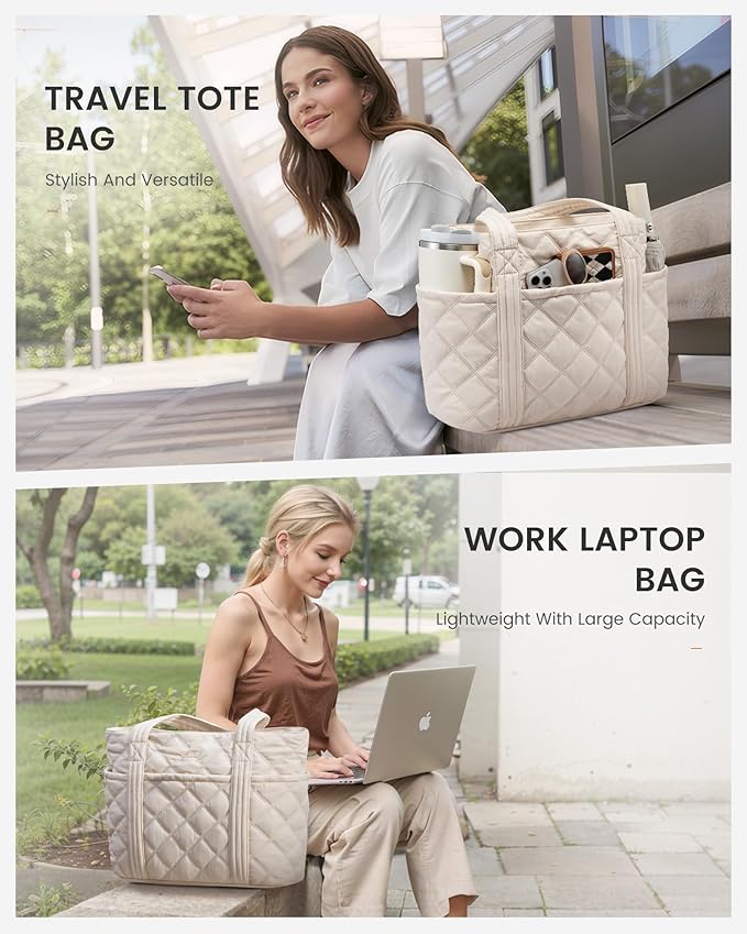 LOVEVOOK Puffer Tote Bag for Women, Puffy Work Handbag, Travel Shoulder Carry On Bag with Zipper for Teacher Nurse Gym