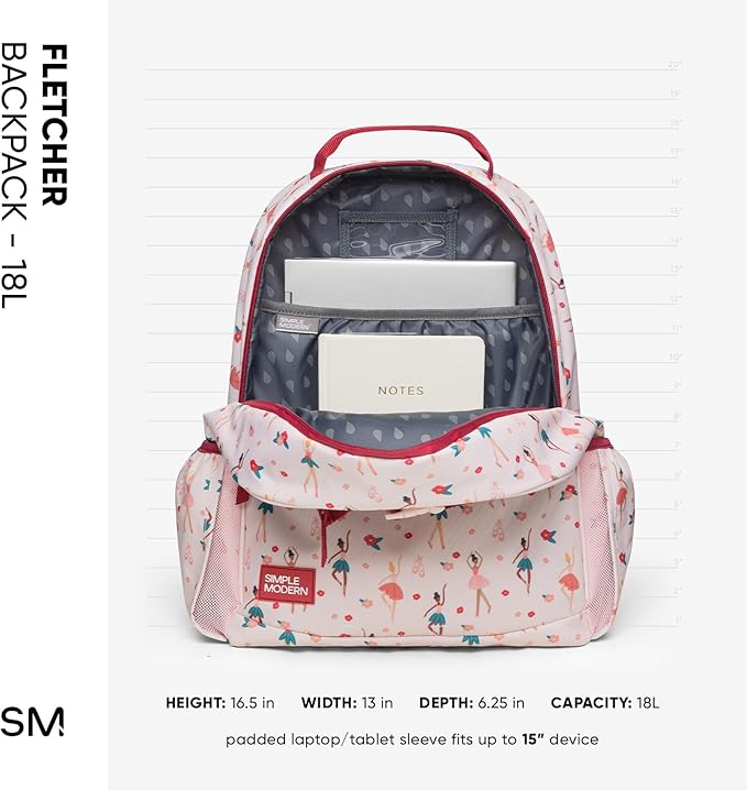 Simple Modern Large Disney Kids Backpack for School Girls and Boys | Princesses Elementary Backpack for Teen | Fletcher Collection | Kids - 16" tall | Minnie Mouse Rainbows
