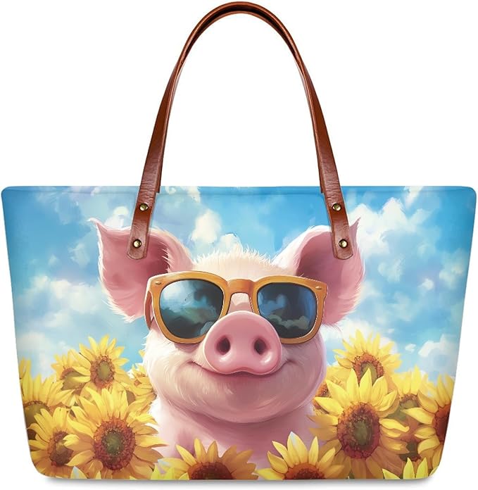 Womens Zip Up Tote Handbag Daisy Print Large Capacity Tote Purse Handbag Big Tote Bag Purse For Work Laptop