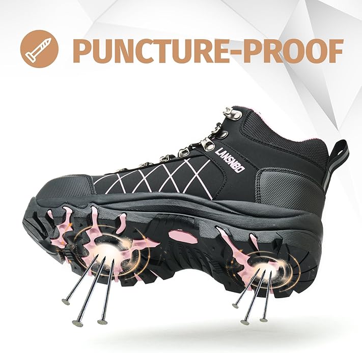 Waterproof Steel Toe Boots for Women Wide Width Non Slip Work Shoes Lightweight Slip Resistant Safety Toe Sneakers Indestructible Construction Composite Toe Footwear