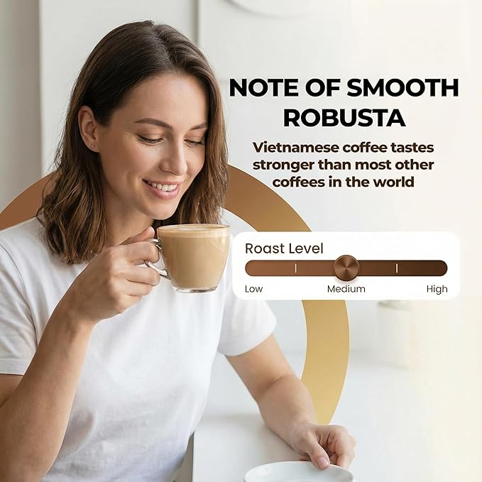 Vinacafe Instant Coffee Packets 3 in 1 Authentic Vietnamese Taste, Balanced Medium Roast Coffee Mix for Quick Preparation at Home, Office or Travel, Single Serve Sachets Pack of 5 | 20 Sachets Per Bag (100 Total Counts)