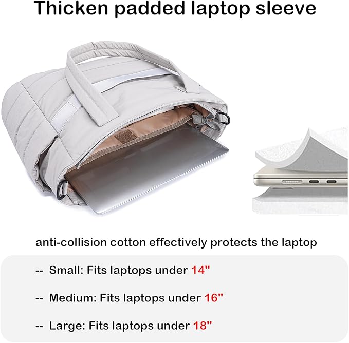 AOCINA Puffer Tote Bag for Women Quilted Work Bag Nurse Bags Women's Shoulder Handbags for Travel Gym Gifts Laptop Purse