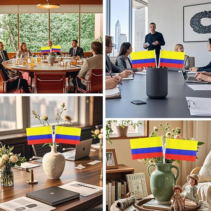 20 Pack Small Colombia Flags on Stick Mini Handheld Colombian Flag for Parades, Independence Day and Patriotic Events 5x8 Inch Durable Weather-Resistant Flags with 12 Inch Sticks(Colombia)