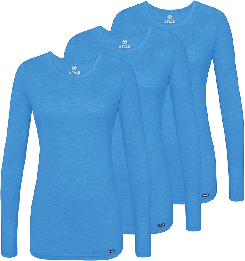 Adar Underscrubs for Women 3 Pack - Long Sleeve Underscrub Comfort Tee