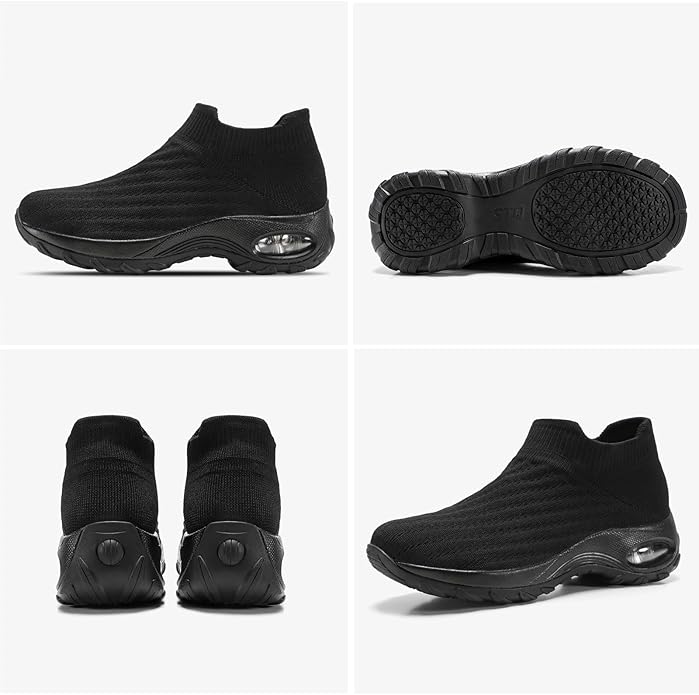HKR Women's Walking Shoes Arch Support Non Slip Work Shoes Breathable Knit Upper Lightweight for Plantar Fasciitis