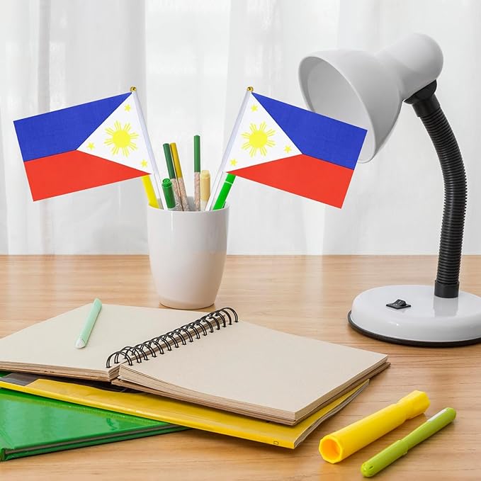 Philippines Flag Small Filipino Flag 12 Pack Mini Hand Held Filipino Flags on Sticks for Party Parades Sports Events Patriotic Holiday Decorations