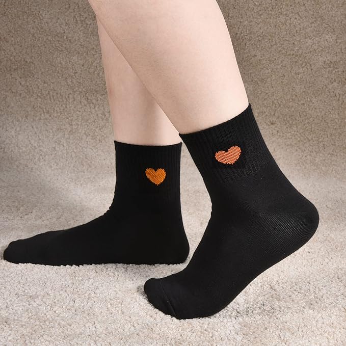 Corlap Women's Cute Cotton Crew Athletic Running Socks - Ankle High, Novelty Fun Heart Design 5-Pairs (Gift Box)