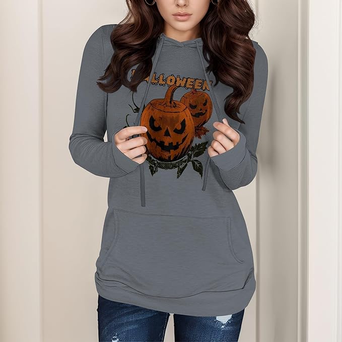 domirica Halloween Womens Pullover Sweatshirts Trendy Drawstring Fall Sweatshirt Halloween Best Gift For Wife And Daughter