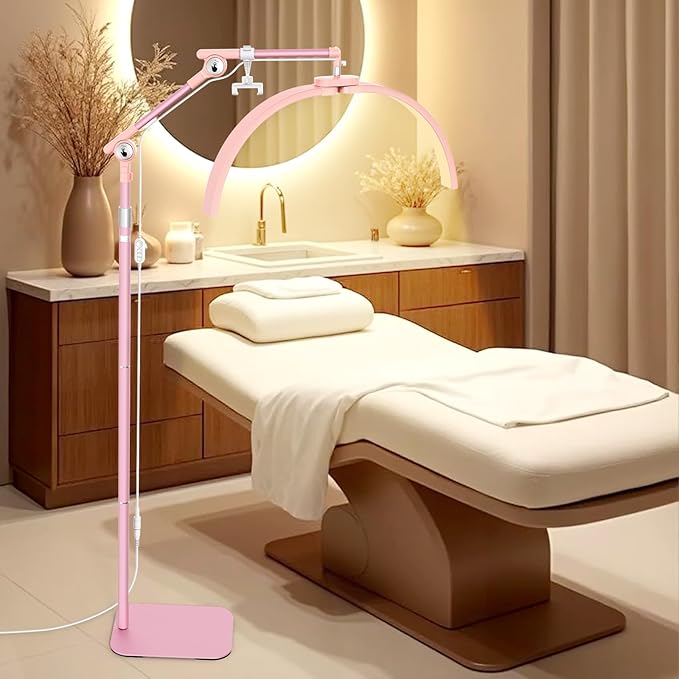 LIONVISON Half Moon Lash Lighting: LED Lash Lamp for Eyelash - 2nd Adjustable Brightness Warm to Cool Esthetician Light for Lash Artist Tattoo Salon