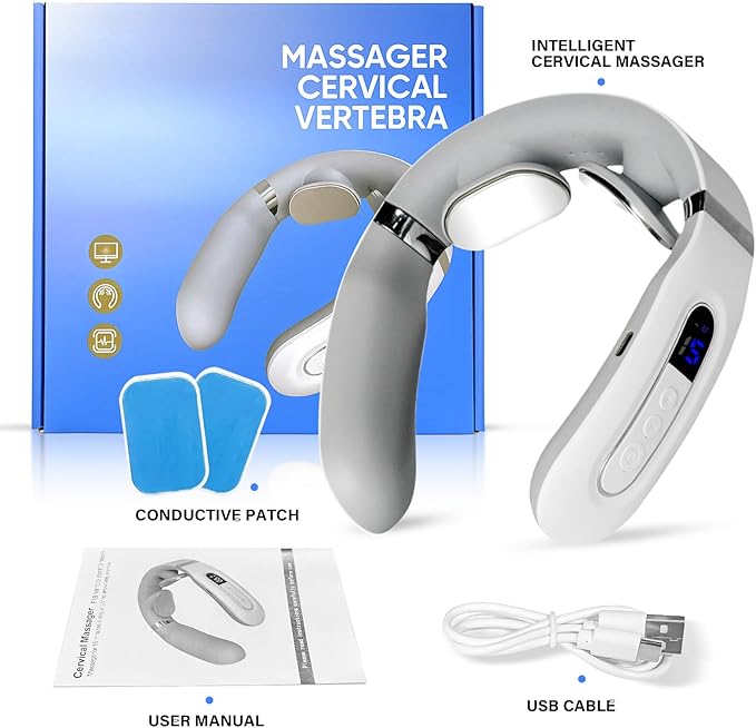 Richie House Neck Massager for Pain Relief Deep Tissue,Electric Portable Neck Massager with Heat for Women Men