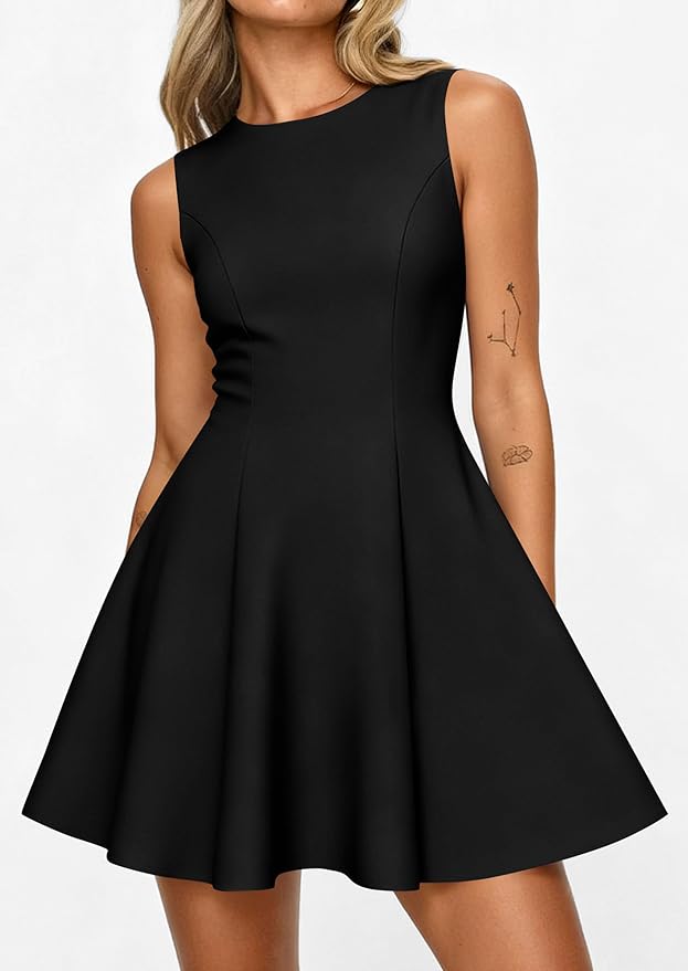 PRETTYGARDEN Summer Dresses for Women 2026 Elegant Sleeveless Boat Neck A Line Spring Formal Cocktail Party Mini Dress