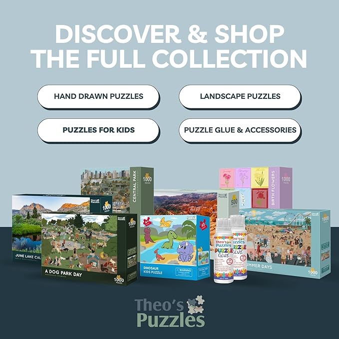 Theo's Puzzles 1000 Piece Puzzle for Adults, Dog Park Puzzles - Smooth Edged, High Resolution Puzzle; Matte Finished, Zero Dust Jigsaw Puzzle Animal Puzzle